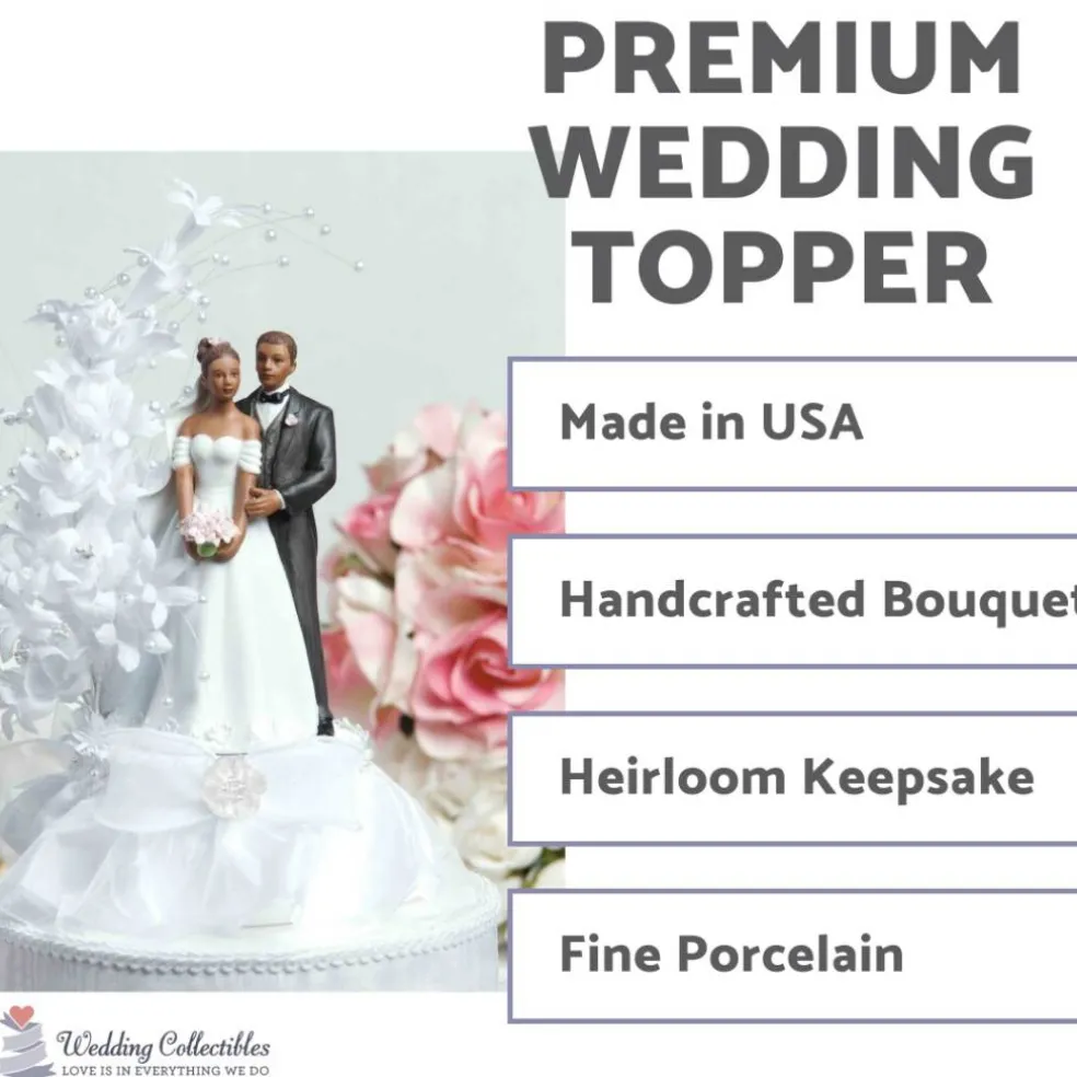 Pearl Side Arch Classic African American Cake Topper