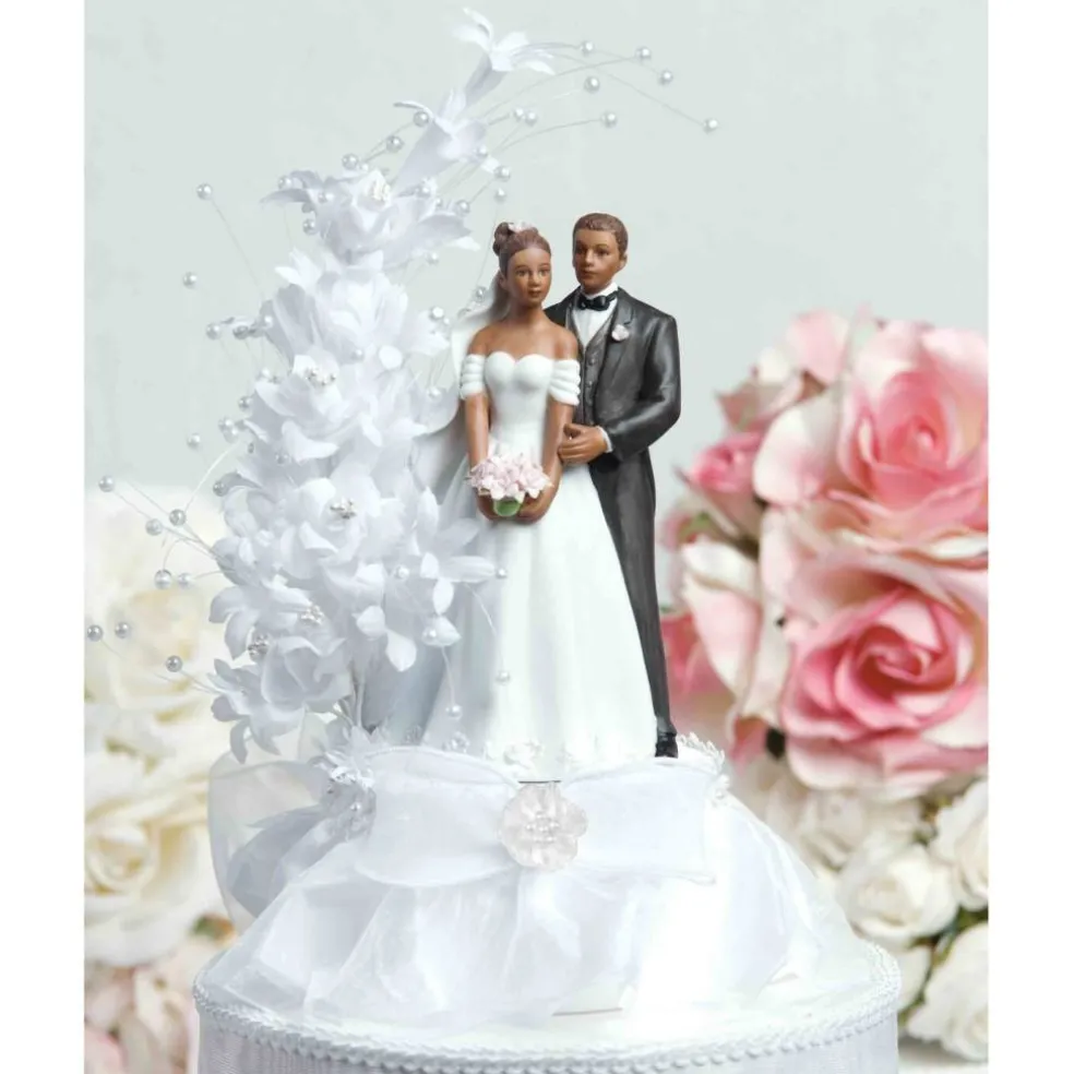 Pearl Side Arch Classic African American Cake Topper