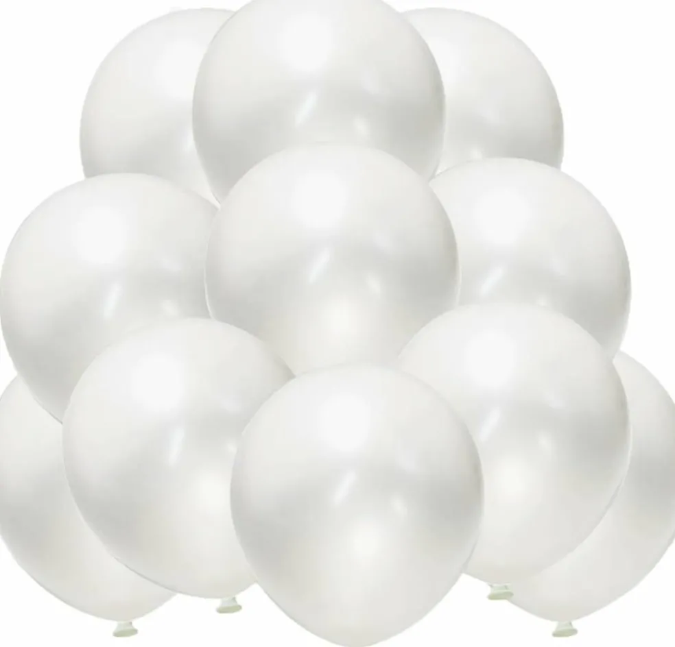 Pearl White Latex Balloons 50pcs 12in Matte Party & Wedding Decor