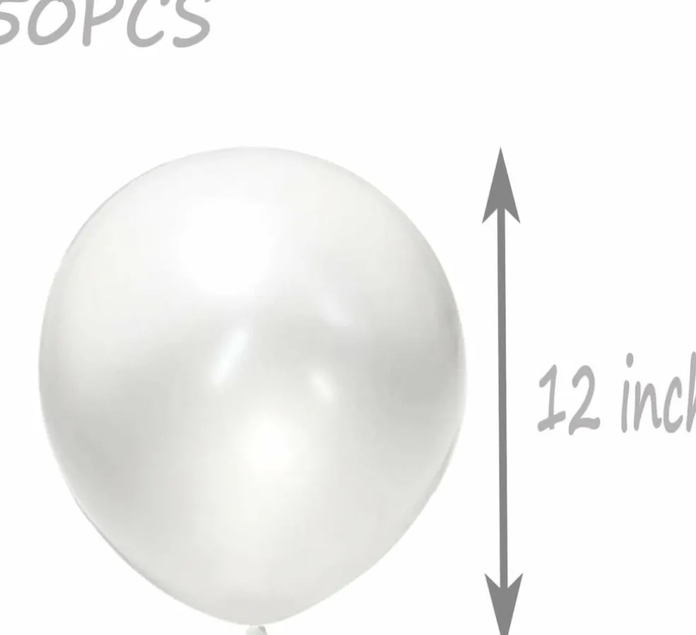 Pearl White Latex Balloons 50pcs 12in Matte Party & Wedding Decor