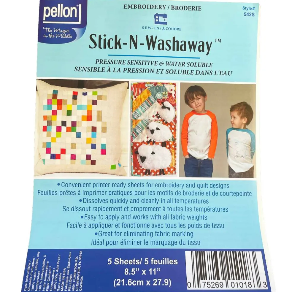 Pellon® Stick-N-Washaway™ 542S 8.5" x 11" White Embroidery Stabilizer Sheets, 5ct.