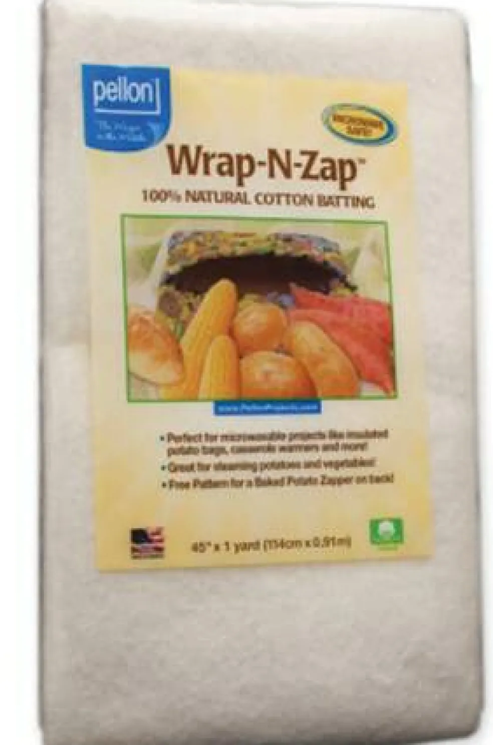 Pellon Wrap N Zap Cotton Batting 48" x 36" for Microwave Bowl Cozy Sewing Projects