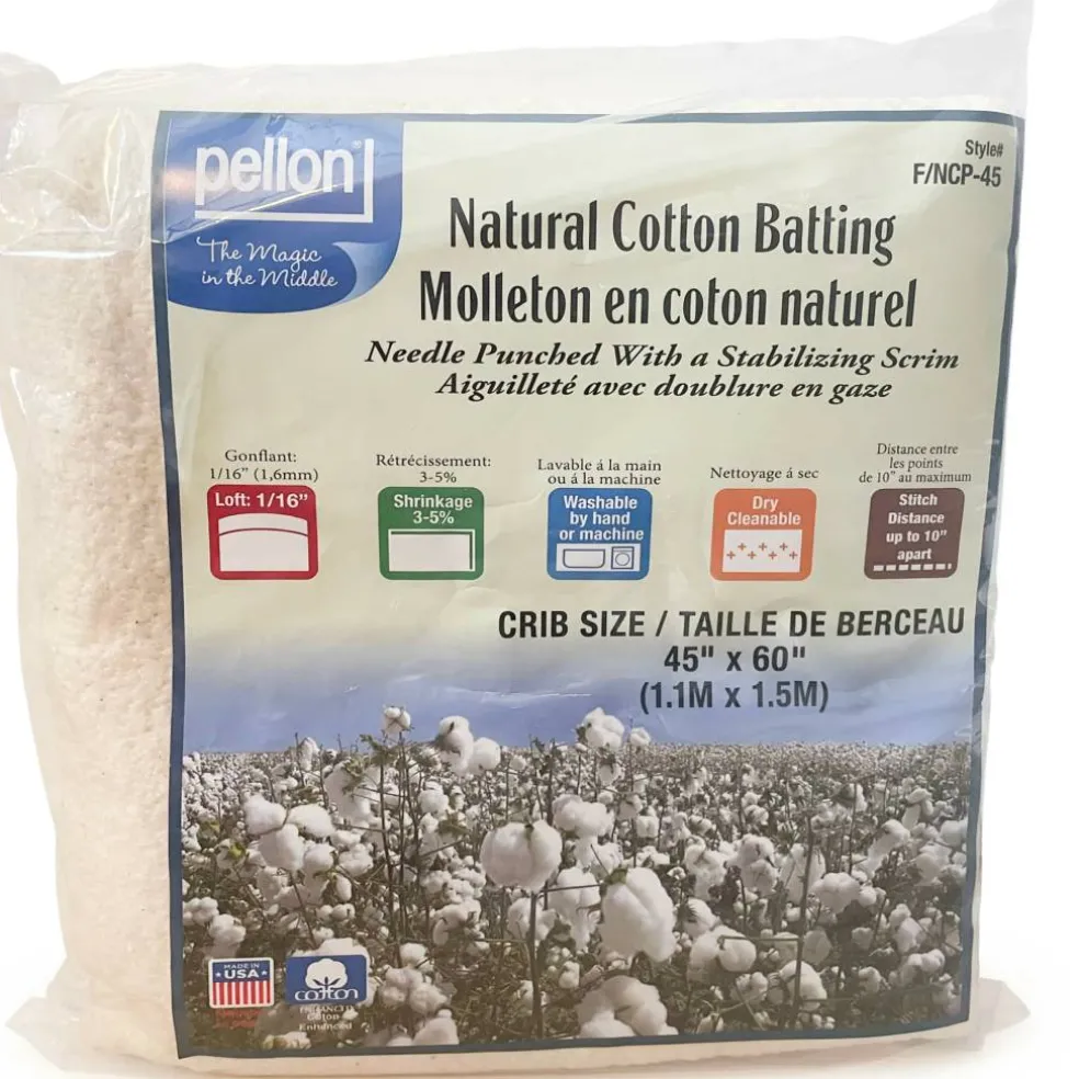 Pellon® 45" x 60" Crib Size Natural Cotton Batting with Scrim