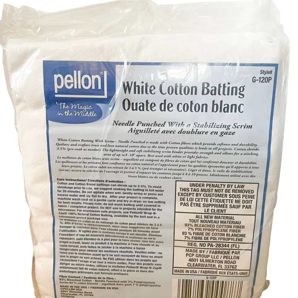 Pellon® 120" x 120" King Size White Cotton Batting with Scrim