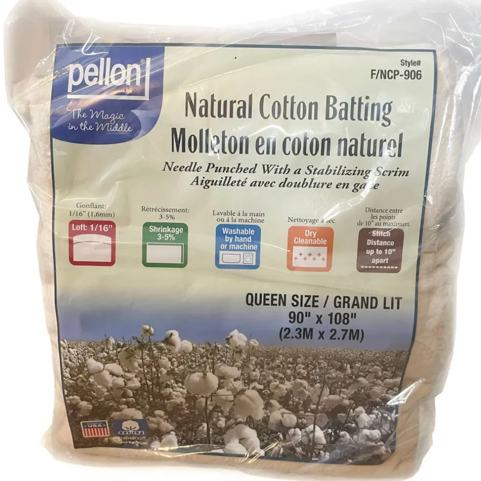 Pellon® 90" x 108" Queen Size Natural Cotton Batting with Scrim