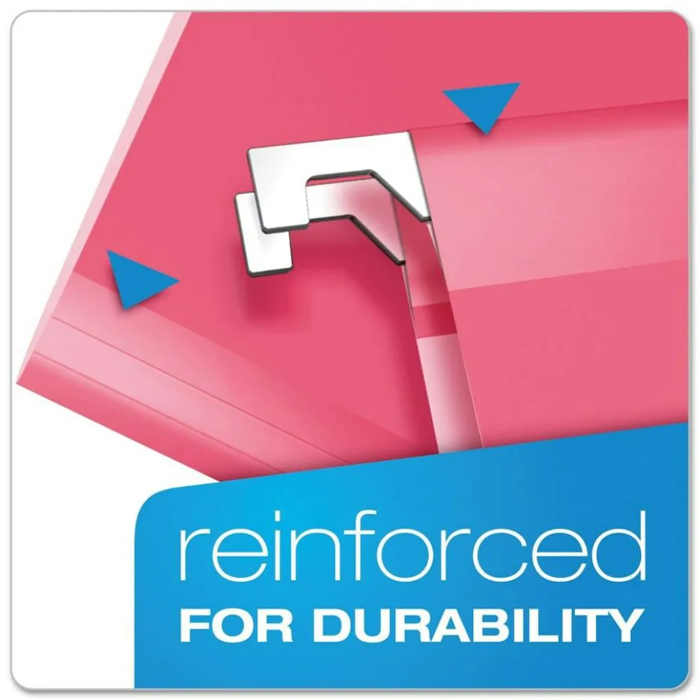 Pendaflex 1/5-Cut Tabs Colored Reinforced Hanging Letter Folders - Pink (25/Box)