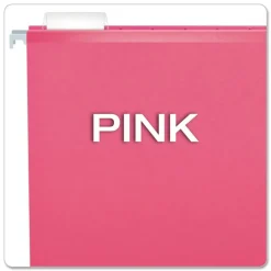 Pendaflex 1/5-Cut Tabs Colored Reinforced Hanging Letter Folders - Pink (25/Box)
