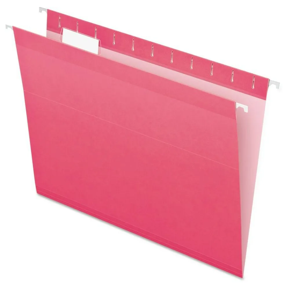 Pendaflex 1/5-Cut Tabs Colored Reinforced Hanging Letter Folders - Pink (25/Box)