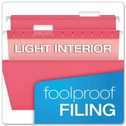Pendaflex 1/5-Cut Tabs Colored Reinforced Hanging Letter Folders - Pink (25/Box)
