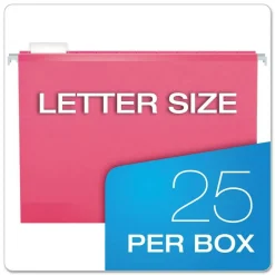 Pendaflex 1/5-Cut Tabs Colored Reinforced Hanging Letter Folders - Pink (25/Box)