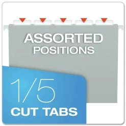 Pendaflex 1/5-Cut Tabs Letter Size Colored Hanging Folders - Gray (25/Box)
