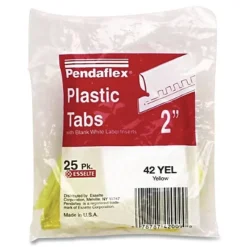 Pendaflex 2 in. Wide 1/5-Cut Transparent Colored Tabs for Hanging File Folders - Yellow (25/Pack)