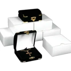 6 Pendant Gift Boxes Black Flocked Jewelry Case Display