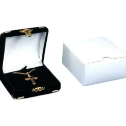 6 Pendant Gift Boxes Black Flocked Jewelry Case Display