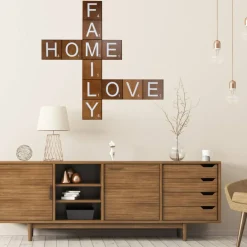 7Penn Rustic Living Room Decor - Farmhouse Crossword Letters Wall Family Decor