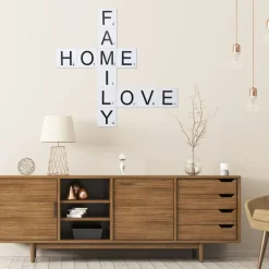 7Penn Rustic Living Room Decor - Farmhouse Crossword Letters Wall Family Decor