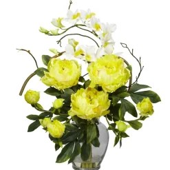 Peony & Orchid Silk Flower Arrangement