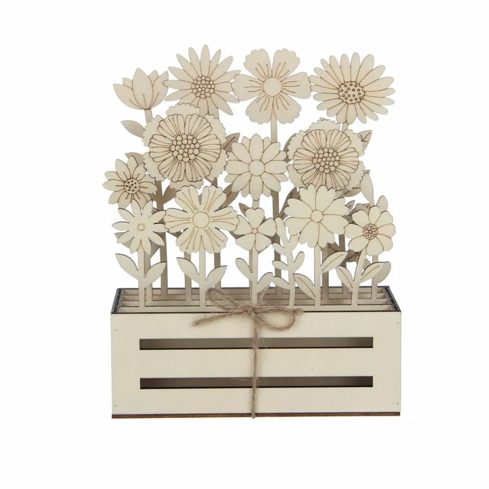 8.75" Peony & Rose Mix DIY Plywood Crate Décor by Make Market®