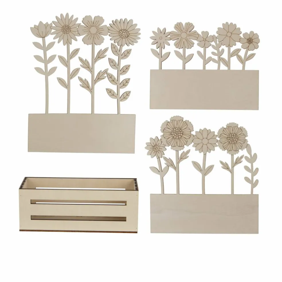 8.75" Peony & Rose Mix DIY Plywood Crate Décor by Make Market®