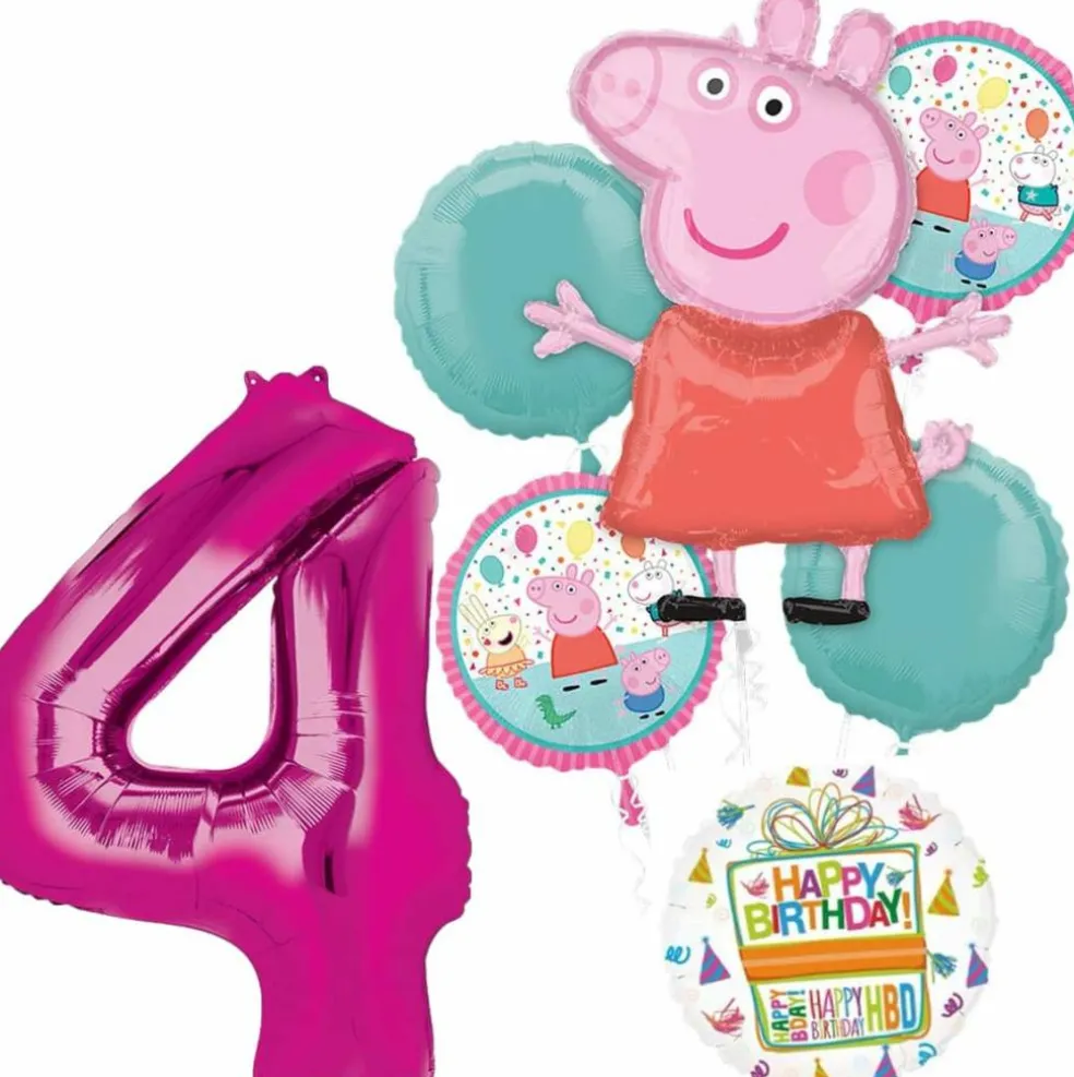 Peppa Pig Birthday 7-Piece Foil Balloon Bouquet