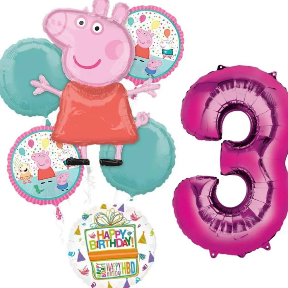 Peppa Pig Birthday 7-Piece Foil Balloon Bouquet