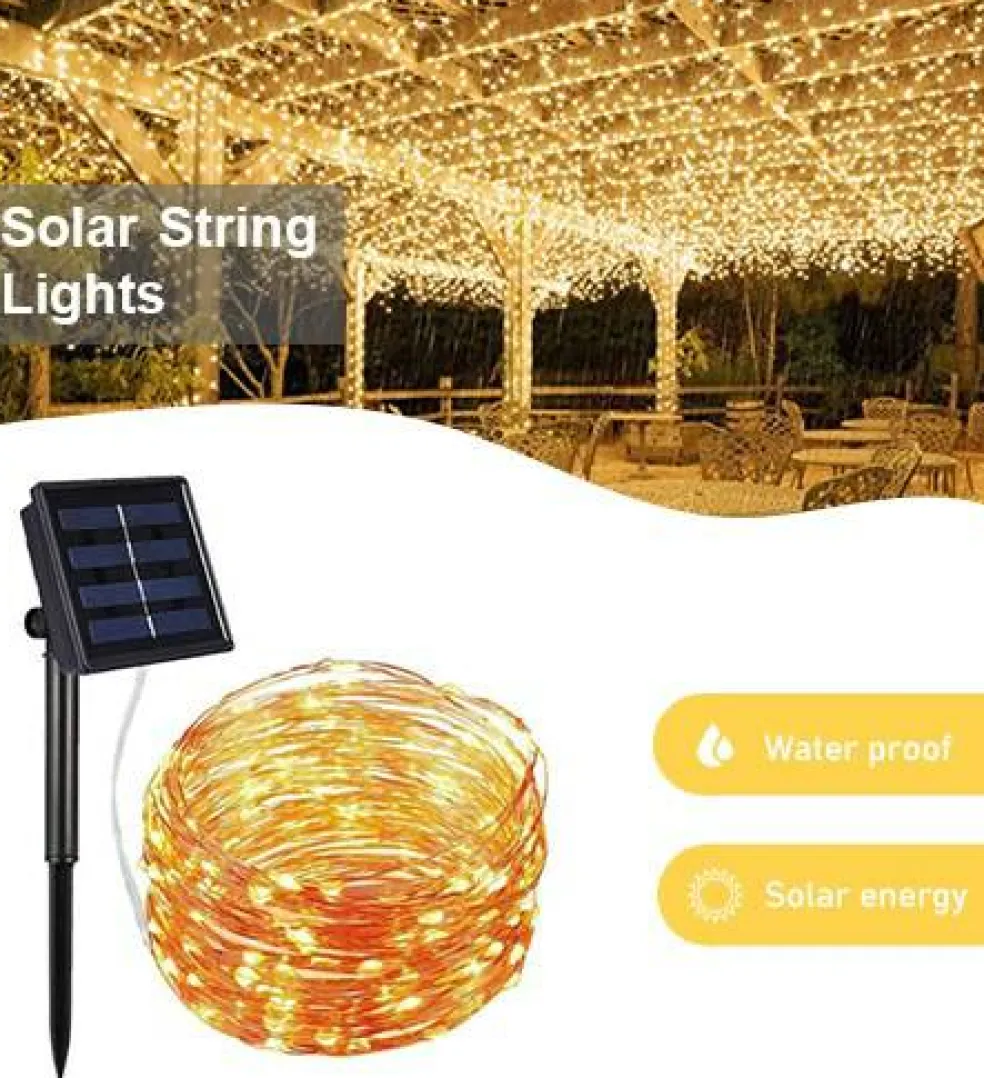 Perfect Holiday 100 LED Copper Wire Solar Fairy Light 32'