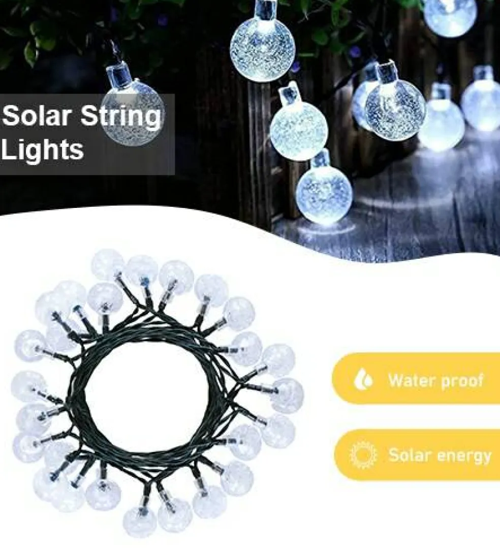 Perfect Holiday 60 LED Solar String Bulb Lights