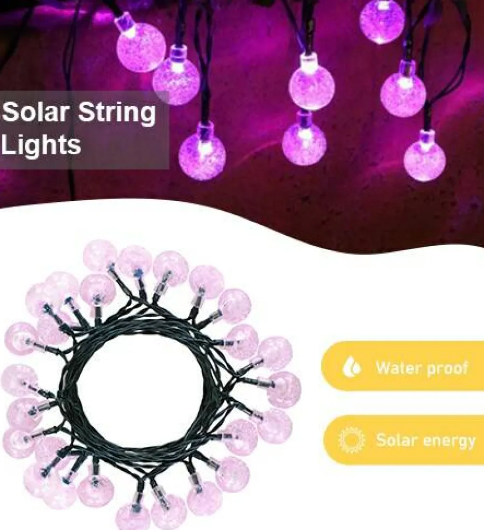 Perfect Holiday 60 LED Solar String Bulb Lights