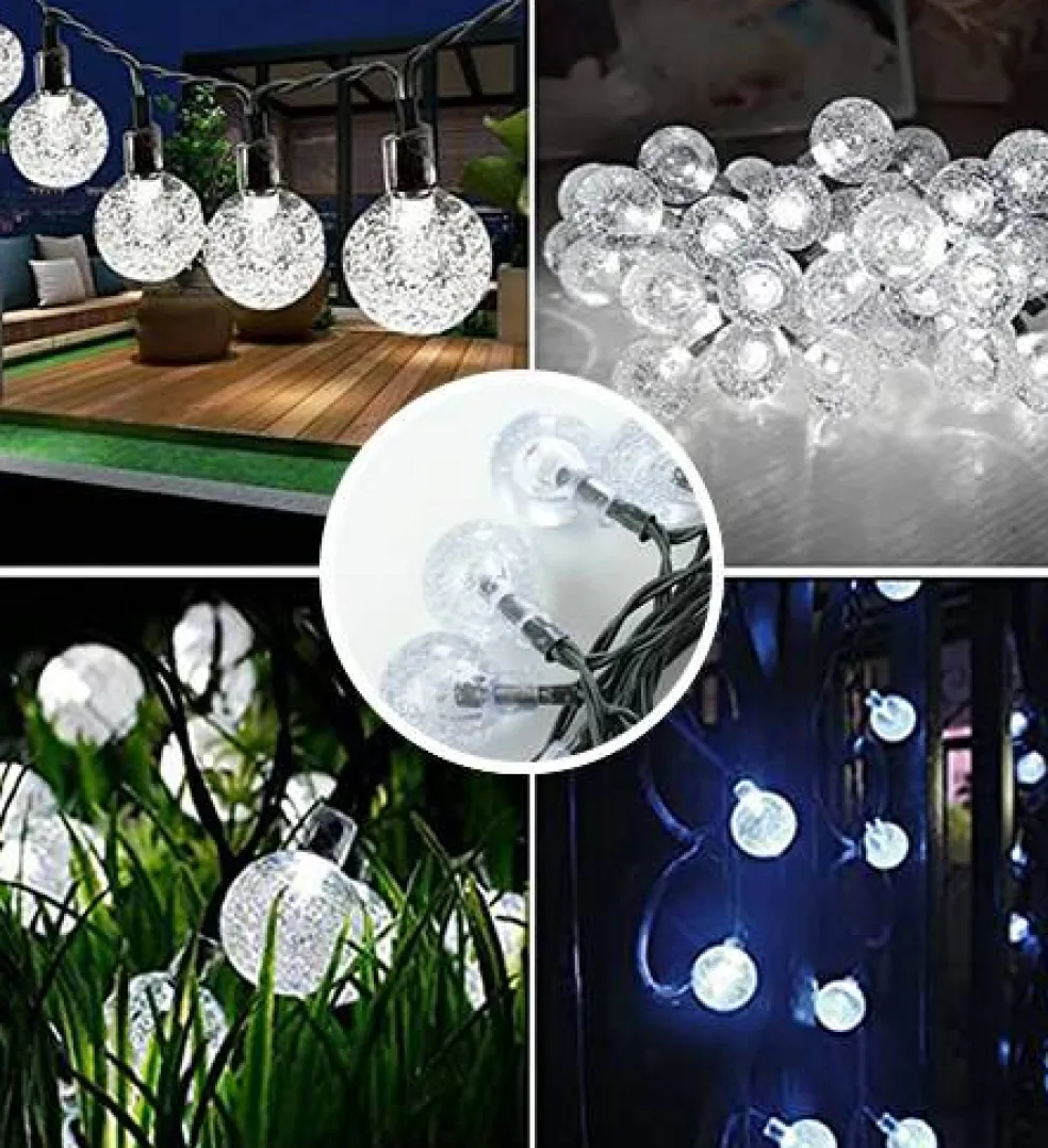 Perfect Holiday 60 LED Solar String Bulb Lights