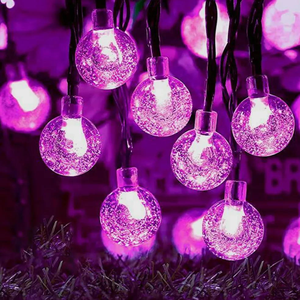 Perfect Holiday 60 LED Solar String Bulb Lights
