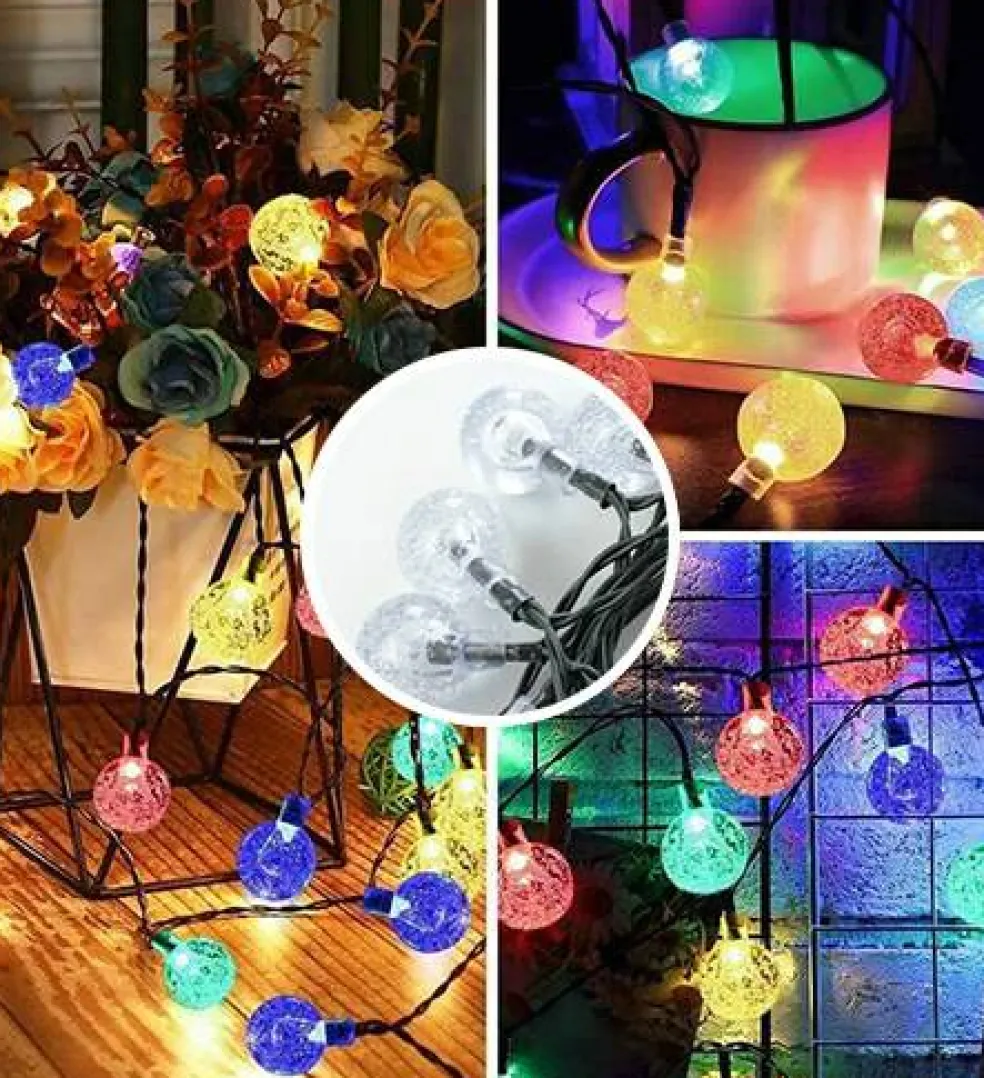 Perfect Holiday 60 LED Solar String Bulb Lights