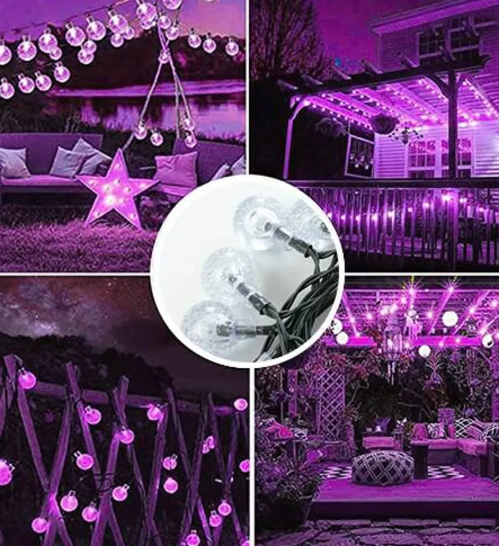 Perfect Holiday 60 LED Solar String Bulb Lights