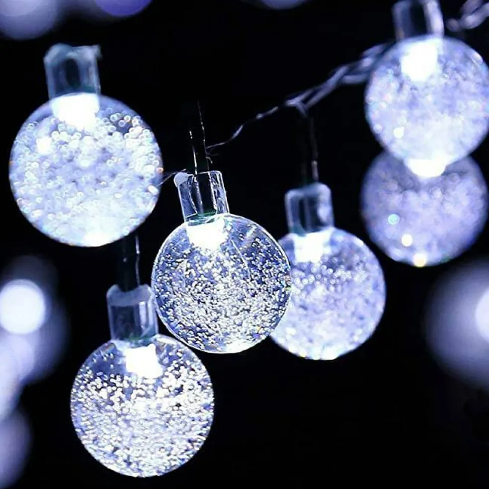 Perfect Holiday 60 LED Solar String Bulb Lights