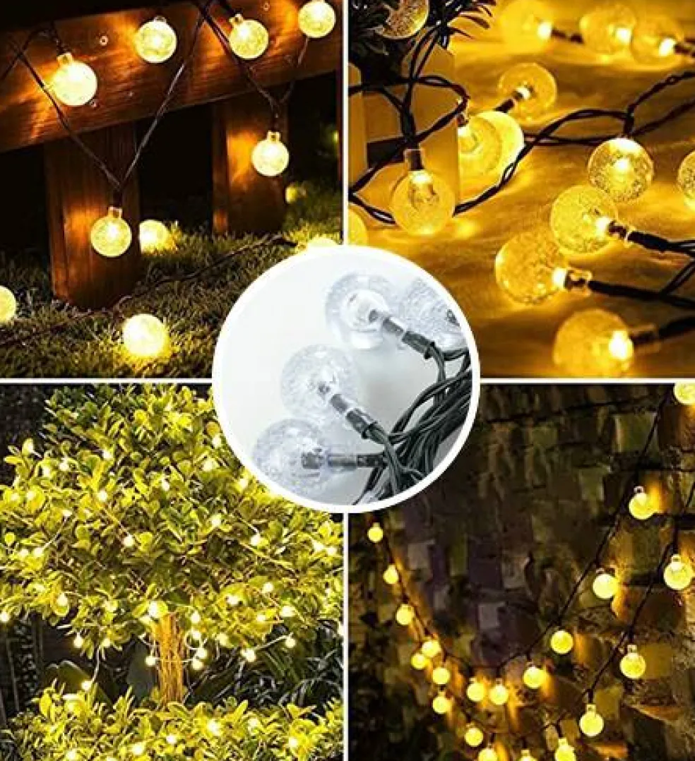 Perfect Holiday 60 LED Solar String Bulb Lights