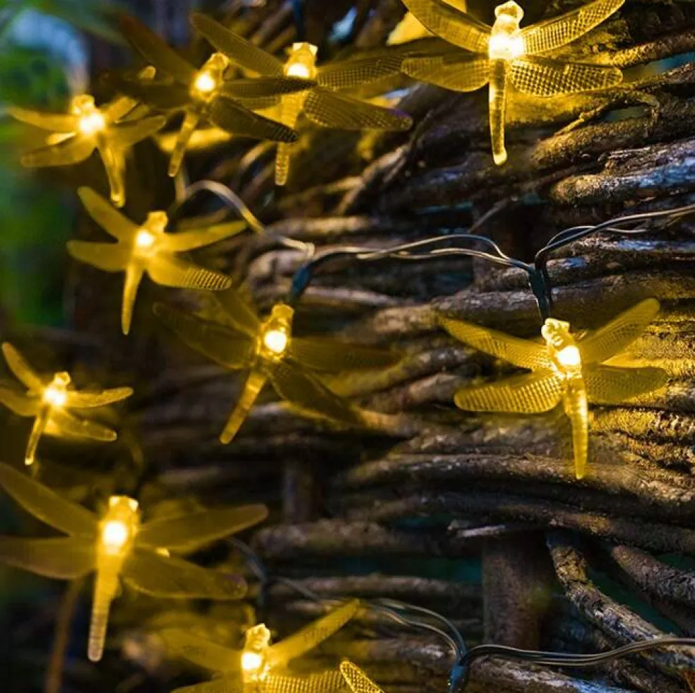 Perfect Holiday 30 LED Solar String Light Dragonfly
