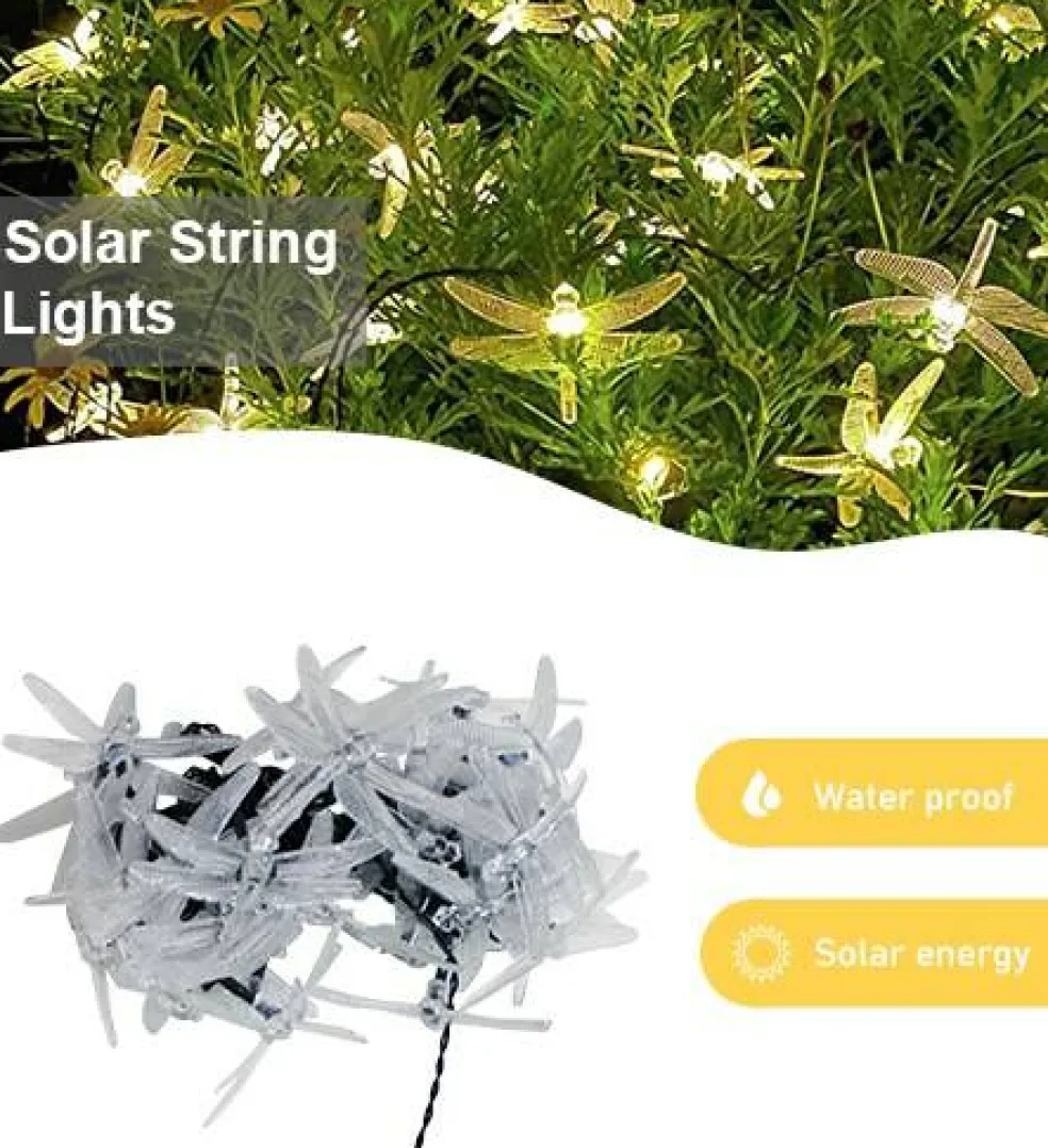 Perfect Holiday 30 LED Solar String Light Dragonfly