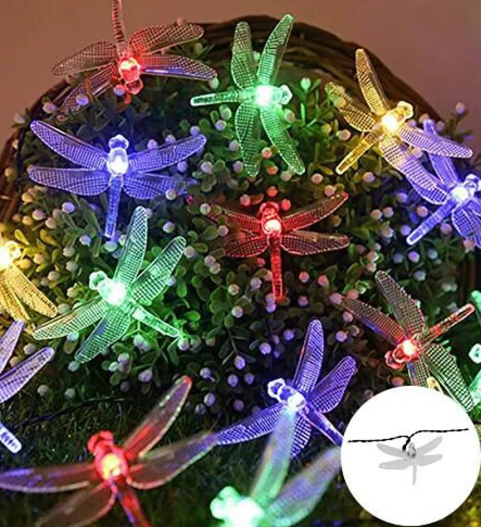Perfect Holiday 30 LED Solar String Light Dragonfly