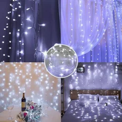 Perfect Holiday 300 LED USB Fairy Curtain Light With Remote - 8 Light Modes