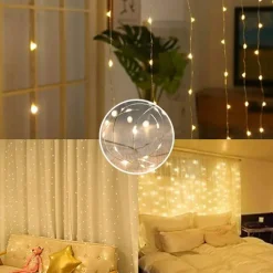 Perfect Holiday 300 LED USB Fairy Curtain Light With Remote - 8 Light Modes