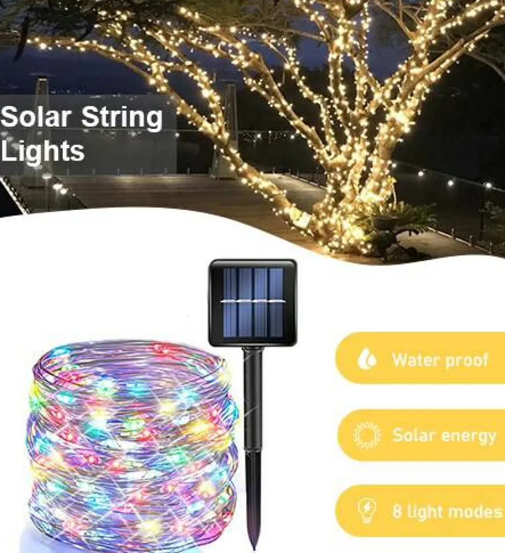 Perfect Holiday Solar Powered 200 LED Copper Wire Fairy Light