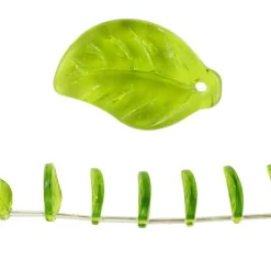 Peridot Green Glass Leaf Beads, 17mm by Bead Landing™
