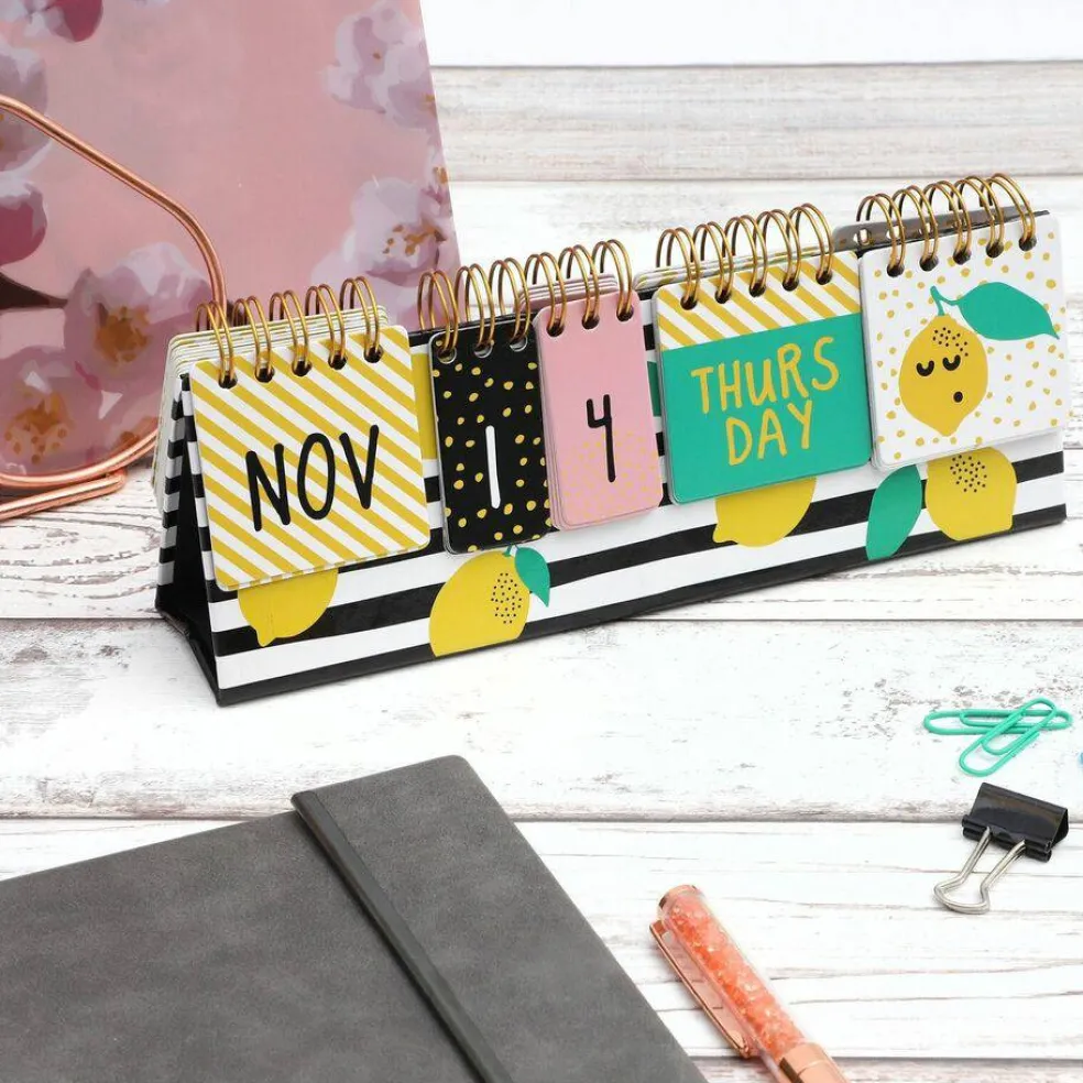 Perpetual Lemon Flip Calendar