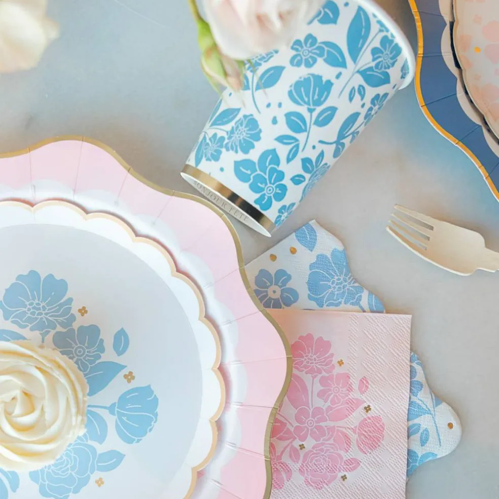Petal Pink Elegant Floral Dessert Plates