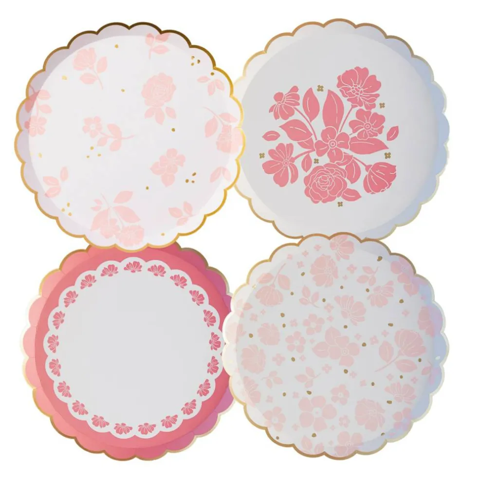 Petal Pink Elegant Floral Dessert Plates