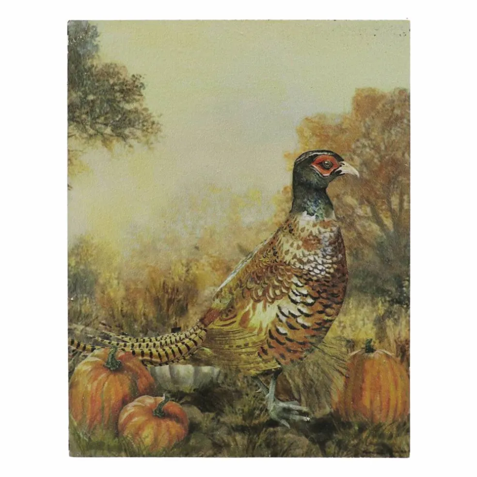 9" Phesant with Pumpkins Block Tabletop Décor by Ashland®