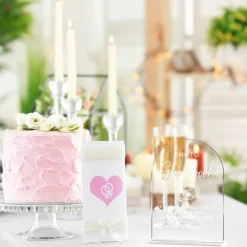 Photo Guestbook Acrylic Wedding Sign 5 x 7 Inch Arch Wedding Table Sign with Wooden Stand Modern Calligraphy Reception Decor for Wedding Ceremony Bridal Shower Anniversary