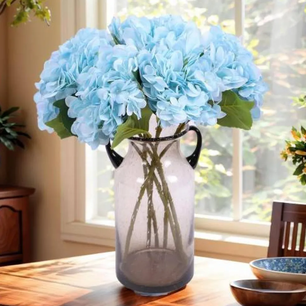 6-Piece Artificial Silk Hydrangea Flowers with Stems for Wedding & Home Décor