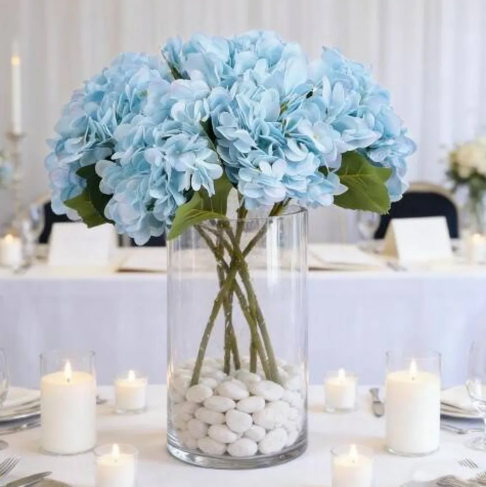 6-Piece Artificial Silk Hydrangea Flowers with Stems for Wedding & Home Décor