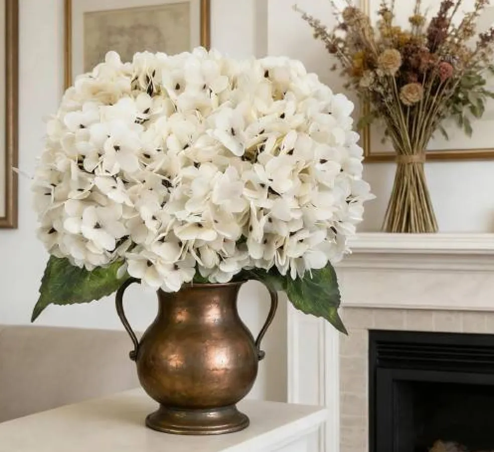 6-Piece Artificial Silk Hydrangea Flowers with Stems for Wedding & Home Décor