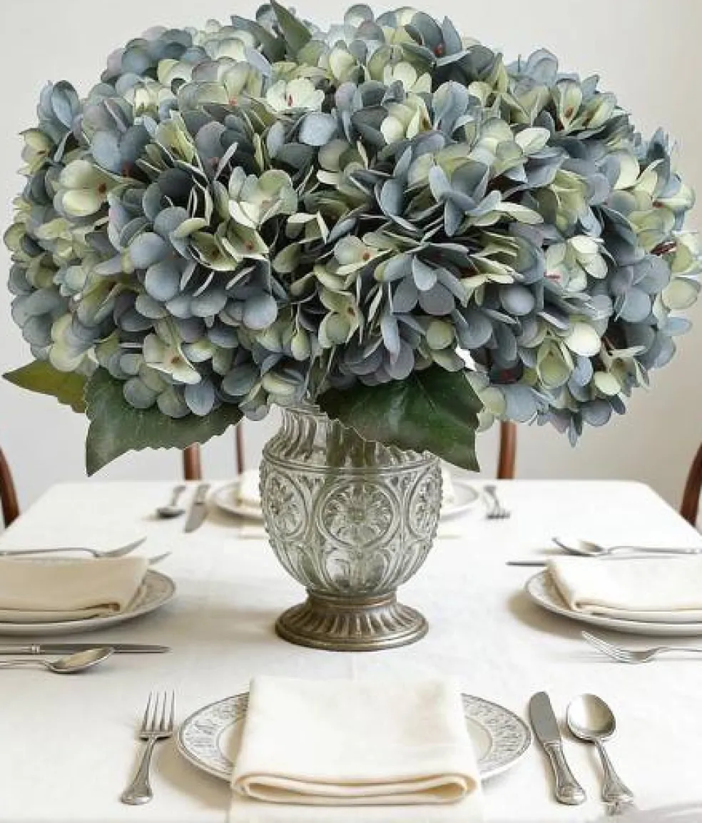 6-Piece Artificial Silk Hydrangea Flowers with Stems for Wedding & Home Décor